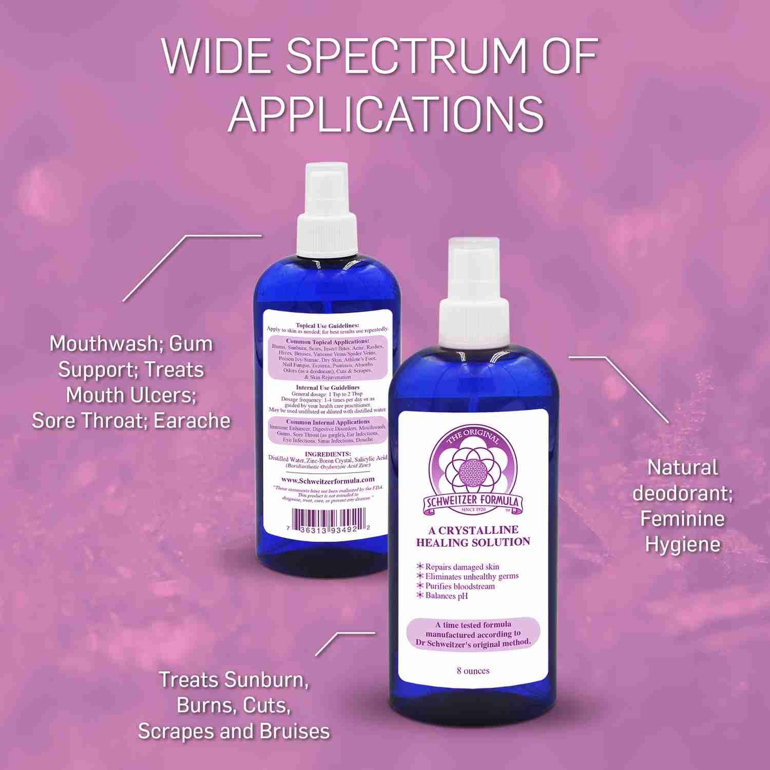 Schweitzer Formula 8oz cobalt bottle